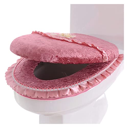 WEKIVA ToiletbrilhoezenGouden Fluwelen Dikke Toiletbril Zip Design Toiletbril Effen Kleur Toiletbrilhoes Herfst- en Wintermodel (Kleur: Kleur 5, Maat: 1 Set) (Size : Color 3)