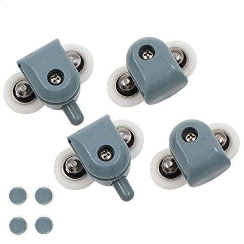 jingming 4 stuks douchecabine wielen 25 mm dubbele wielen voor douchedeuren douchecabinerollen loopwielen riemschijven douchedeur douche duurzaam dubbele schuifdeur glazen deuren met een dikte van ca. 3 tot 6 mm