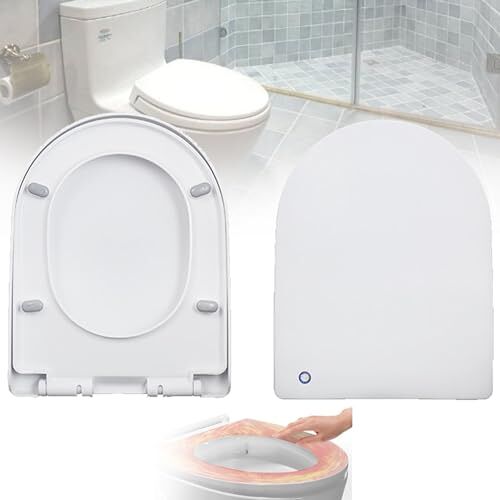 SOYPAX Intelligente D-vormige toiletzitting, Zachte Gesloten Toiletzitting, D-vormige toiletzitting Verwarmde zitting,Slimme toiletzitting met warme,Gemakkelijke installatie,met installatiekit,U-shaped