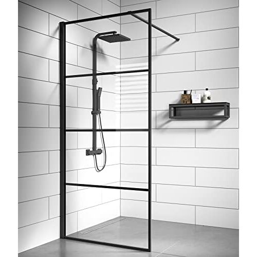 Badplaats B.V. Douchewand Essos 70 x 200cm glazen douchewand zwart walk-in douche nano douchewand