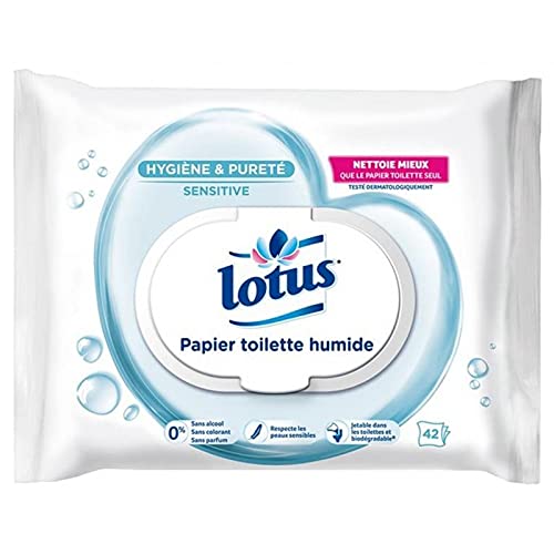 Lotus toiletpapier natte doekjes gevoelig 42 (set van 12 verpakkingen of 504 doekjes)