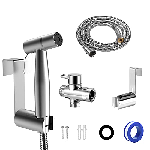 DanDun Bidet handdouche, bidet doucheset met G1/2 inch ventiel, bidet armaturen, wc, roestvrij stalen bidet spray, bidet set met handdouche, bidet handdouche toilet, complete bidet set voor toilet