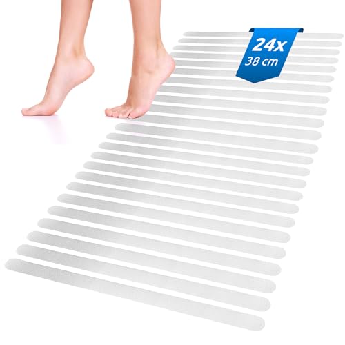 ECENCE Anti-slip strips douche & badkuip, 12x, badkuipmatje doorzichtig, zelfklevend, badkuipmat anti-slip, gemakkelijk te verwijderen, trapfolie, uitglijbescherming