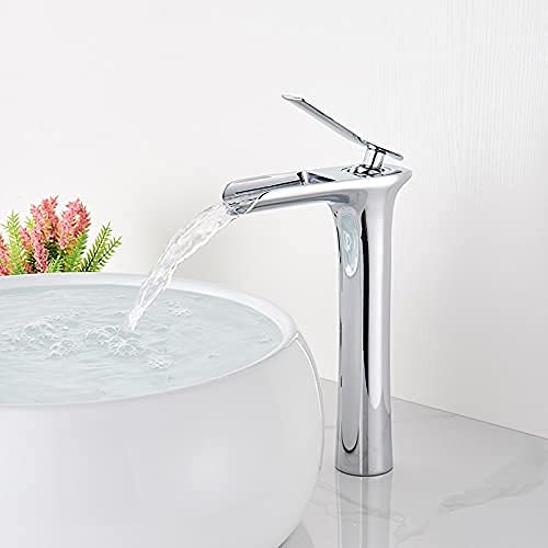 JDHEEH Aanrecht Kranen, Kranen Wastafelkranen Moderne Witte Badkamer Kraan Waterval Kranen Enkel Gat Koud en Warm Water Mengkraan Wastafel Kraan Mengkranen/Wit Chroom