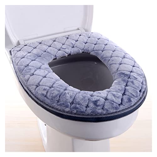 WEKIVA ToiletbrilhoezenFlower Warm Toilet Cover Seat Lid Top Cover Pad Badkamer Warmer Toiletbrilkom Zachte Rits Wasbare Toiletbrilhoes (Kleur: Rood, Maat: 1 stuk) (Size : Style 2 Grey)