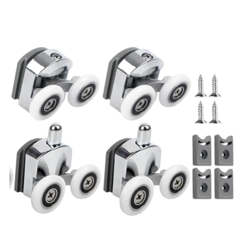 Kivvlbzeq Douchedeurrollen, schuifdeuren voor douchedeuren, 23 mm, dubbele rollers, 4 stuks