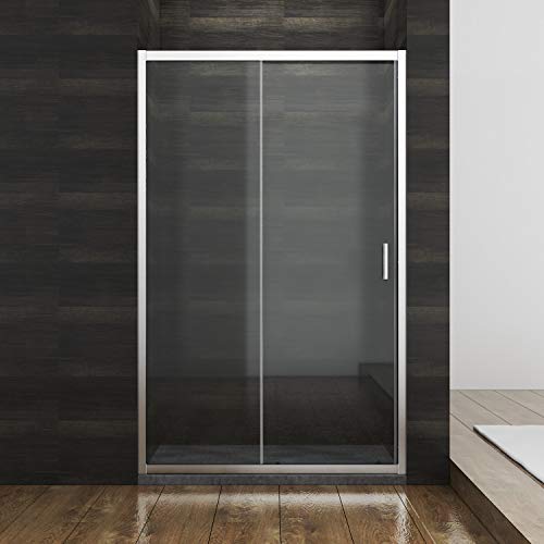 SONNI Douchecabine, doucheschuifdeur, verschillende maten, 100 cm, 110 cm, 120 cm, ESG glazen deur, douche, nisdeur, enkele schuifdeur, douche, 100 x 185 cm