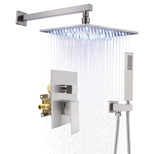 SHERAF Shower Systems Douchemengkraanset met oplichtende douchekop, regendouchekraanset geborsteld, A lofty ambition