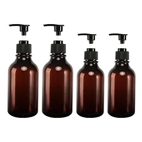 DUTIFUL Zeepdispenser, plastic shampoo, flessen om te vullen, zeepdispenser, douche, lotiondispenser, lege fles, navulbare shampoodispenser, douchegeldispenser voor keuken en badkamer, 4 stuks, 300 ml/500 ml