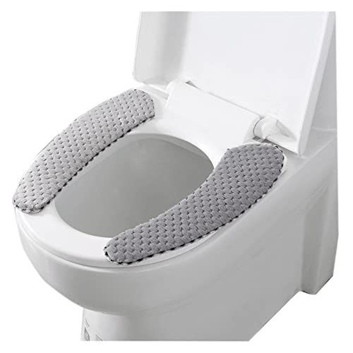 WEKIVA ToiletbrilhoezenWinter Warme dikke toiletbril Zachte toiletbril Wasbare toiletbril O-vormige zitting (Kleur: 01 Grijs, Maat: 1 paar) (Size : 01 Grey)