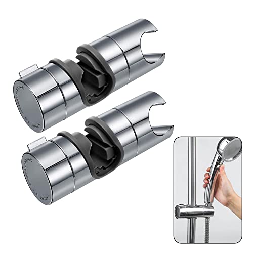 KAYLRE 2 stuks universele handdouchehouder, verstelbare douchehouder, 360° draaibaar, douchehouder voor slide bar, buitendiameter 18-25 mm, ABS-kunststof, verchroomd