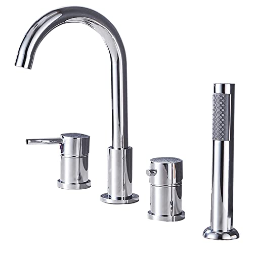 YAGFYg Bath Shower Mixer Tap Bath Taps with Shower Mixer Bath Tub Filler Mixer Tap Solid Brass Mixer Shower Taps for Bath Chrome, A