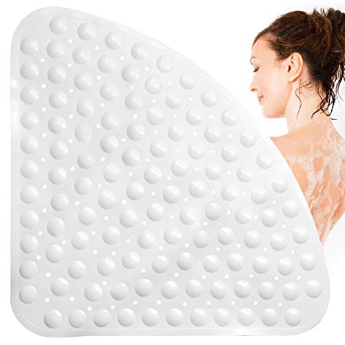 Inntek Badmatten, douchematten, zuignapmat, anti-schimmel douchemat 54 x 54 cm met zuignap voor badkamer, wit