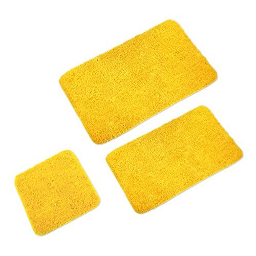 WohnDirect Badmat set 3st. • 3x Badmat (45x45 + 50x80 + 60x100cm) • Badmat Niet Slip & Wasbaar • ZONDER Uitsparing • Geel