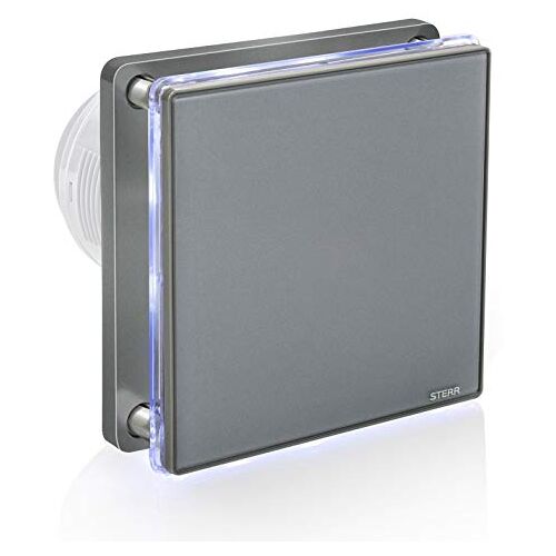 STERR Grijs Badkamerventilator 100 mm met LED + TIMER Stille Badkamerventilator Moderne Badkamerventilator Badkamerventilator