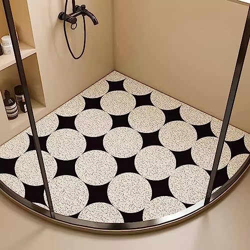 AYVADA Hoekdouche Badmat Antislip Anti-schimmel, Gebogen Badmat voor Hoekdouche, Gebogen Antislip Badmat voor Douche, Sneldrogende PVC Loofah RV Douchemat, Gemakkelijk schoon te maken