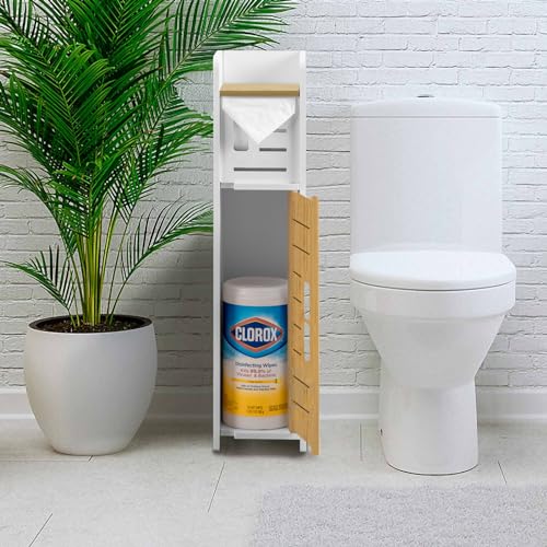 AOJEZOR Toiletpapierhouder, verchroomde toiletpapierhouder achter toiletopslag voor toiletkast, toiletpapierhouder met toiletpapierhouder