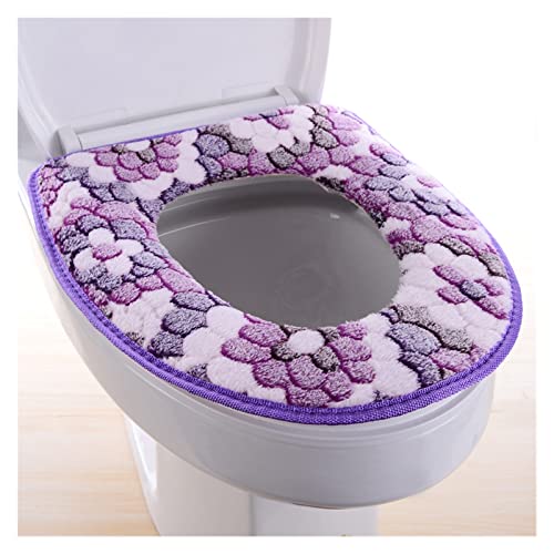 WEKIVA ToiletbrilhoezenFlower Warm Toilet Cover Seat Lid Top Cover Pad Badkamer Warmer Toiletbrilkom Zachte Rits Wasbare Toiletbrilhoes (Kleur: Rood, Maat: 1 stuk) (Size : Purple)