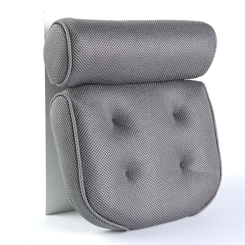 SONOSS Badkuipkussen Hoofdsteun Badkussens for badkuip Nek- en rugsteun met antislipzuignappen Spa-badkussen Ontspannende badkameraccessoires Bathtub tray (Color : Gray)