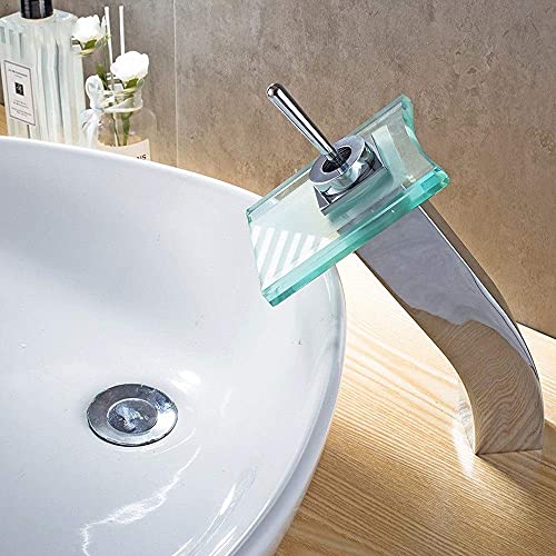 LINFFER Aanrecht Kranen, Kranen Badkamer Wastafel Koude Warmte Kranen Hotel Fijne Koperen Kraan Kranen Glas Waterval Gemengd Water Water Tap