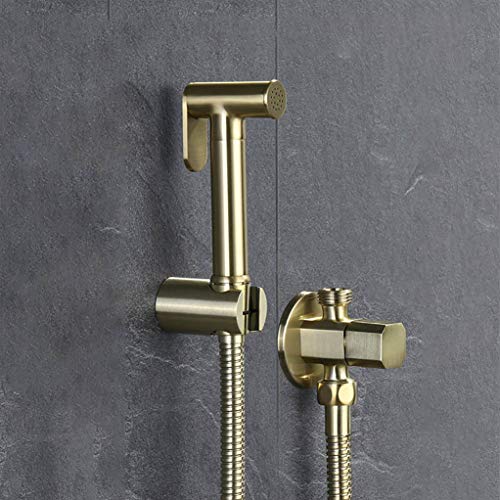 PenKee Bidet Spray Set, Brushed Gold Square Bidet Bathroom Hand Shower Bidet Toilet Sprayer Hygienic Shower Bidet Tap Wall Mounted Bidet Faucet Set,D