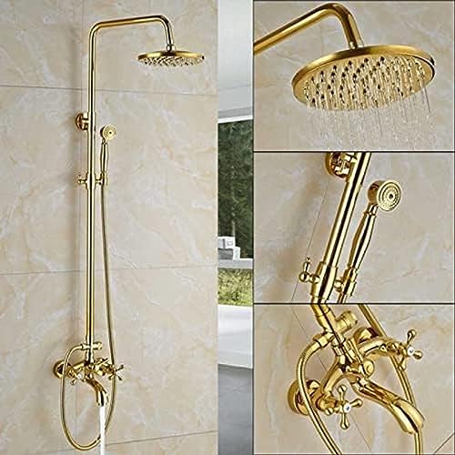 GFHQDPSC Gouden Badkamer Douchekraan Set Goud Regendouche Mengkraan Wandmontage met Handdouche Bad Regenkolom Tap, Douchekraan A, Douchekraan E