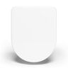 Bullseat ® Toiletdeksel D-vorm met softclosemechanisme, afneembaar met roestvrijstalen bevestiging, wit, toiletbril van duroplast met softclose