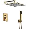 TECKI Bathroom Faucet Gold Rain Shower Bath Faucet Wall Mounted Shower Mixer Tap Bathroom Shower Faucet Shower Set,10 Inch Shower Set,8 Inch Shower Set