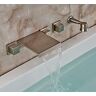 ADOVZ Bath 5pcs Wall Mounted Tub Faucet Brass Handshower Mixer Tap Brushed Nickel,Nickel E,Nickel F