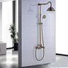 TECKI Shower System Brass Shower Mixer Adjustable For Bathroom Shower With 8 Inch Rain Shower Hand Shower Head Antique Brass Shower Set