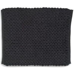 Kela Badmat, antislip, 55 x 65 x 2 cm, Marie, badkamertapijt, zwart, wasbaar, gerecycled polyester en katoen, badmat in gebreide structuur Kela Badmat, antislip, 55 x 65 x 2 cm, Marie, badkamertapijt, zwart, wasbaar, gerecycled polyester en katoen, badmat in gebreide structuur