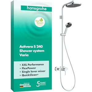 Hansgrohe Activera S waterbesparend Douchesysteem (EcoSmart) met ééngreeps mengkraan, regendouche (240 mm) met douchekraan, handdouche (2 jets), doucheslang, glijstang en douchekop, chroom, 28875000 Hansgrohe Activera S waterbesparend Douchesysteem (EcoSmart) met ééngreeps mengkraan, regendouche (240 mm) met douchekraan, handdouche (2 jets), doucheslang, glijstang en douchekop, chroom, 28875000