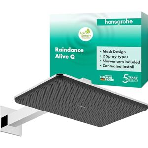 Hansgrohe Raindance Alive Q waterbesparende Hoofddouche (EcoSmart) met douchearm, Douchekop, Regendouche met 2 jets (incl. PowderRain) voor wandmontage, met anti-kalk functie, chroom, 24551000 Hansgrohe Raindance Alive Q waterbesparende Hoofddouche (EcoSmart) met douchearm, Douchekop, Regendouche met 2 jets (incl. PowderRain) voor wandmontage, met anti-kalk functie, chroom, 24551000