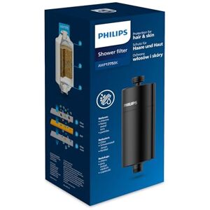 Philips Water In-Line Douchefilter, 50.000 L Filtratiecapaciteit, zwart, vermindert chloor tot 99%, eenvoudig te installeren, past op alle gangbare slangen en kranen Philips Water In-Line Douchefilter, 50.000 L Filtratiecapaciteit, zwart, vermindert chloor tot 99%, eenvoudig te installeren, past op alle gangbare slangen en kranen
