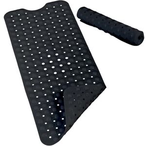 Relaxdays antislipbadmat met zuignappen, douchemat PVC, 97x39 cm, zwart Relaxdays antislipbadmat met zuignappen, douchemat PVC, 97x39 cm, zwart