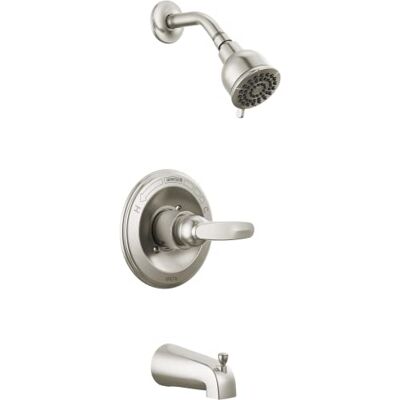 DELTA Foundations Single-Function Tub en Douche Trim Kit met Single-Spray douchekop, RVS BT13410-SS (Valve Niet Inbegrepen) DELTA Foundations Single-Function Tub en Douche Trim Kit met Single-Spray douchekop, RVS BT13410-SS (Valve Niet Inbegrepen)