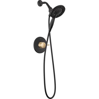 DELTA T142855-I Albion Douche Alleen Trim Pakket met 1,75 GPM Multifunctionele Douchekop Minder Ruw in Mat Zwart/Champagne Brons DELTA T142855-I Albion Douche Alleen Trim Pakket met 1,75 GPM Multifunctionele Douchekop Minder Ruw in Mat Zwart/Champagne Brons