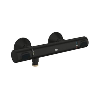 Grohe Precision Flow – Wandgemonteerde Thermostatische Douchekraan (Veiligheidsknop op 38C, Temperatuurbegrenzer op 43C, Water- en Energiebesparing), Mat Zwart Grohe Precision Flow – Wandgemonteerde Thermostatische Douchekraan (Veiligheidsknop op 38C, Temperatuurbegrenzer op 43C, Water- en Energiebesparing), Mat Zwart