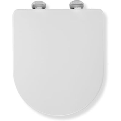 Croydex WL601522H Flexi-Fix Eyre D-Shape past altijd, nooit slips, antibacteriële toiletbril met langzame sluiting, wit, 43 x 36,5 x 5,2 cm Croydex WL601522H Flexi-Fix Eyre D-Shape past altijd, nooit slips, antibacteriële toiletbril met langzame sluiting, wit, 43 x 36,5 x 5,2 cm