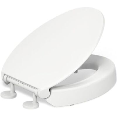 Kohler Hyten Elevated Quiet-Close Langwerpige Toiletzitting, Wit Kohler Hyten Elevated Quiet-Close Langwerpige Toiletzitting, Wit