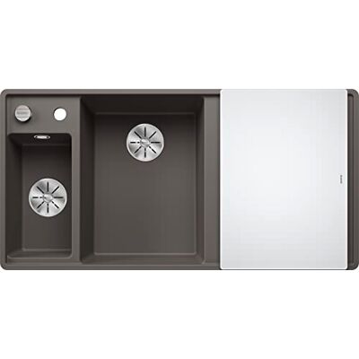 Blanco AXIA III 6 S-F 527230, Silgranit vulkaangrijs, wastafel links, met glazen snijplank Blanco AXIA III 6 S-F 527230, Silgranit vulkaangrijs, wastafel links, met glazen snijplank