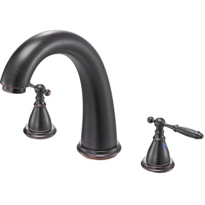 VEVOR Romeinse kuipkraan, zwanenhals badkuipkranen set met 2 handgrepen, Romeinse badkranen voor babyverzorging, baden voor volwassenen, 3-gaats watervalbadkraan, brons, ontwerp met hoge boog uitloop VEVOR Romeinse kuipkraan, zwanenhals badkuipkranen set met 2 handgrepen, Romeinse badkranen voor babyverzorging, baden voor volwassenen, 3-gaats watervalbadkraan, brons, ontwerp met hoge boog uitloop