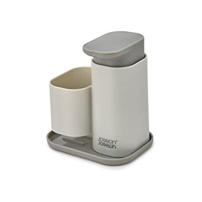 Joseph Joseph Duo Zeepdispenser met Sponshouder, Handzeep dispenser voor Keuken, Grijs Joseph Joseph Duo Zeepdispenser met Sponshouder, Handzeep dispenser voor Keuken, Grijs