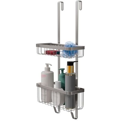 Amig Hangende douchecaddy 2-laags badkamerorganizer voor douchecabine Boorvrije mand voor douchegel, shampoo en badaccessoires Zwart Roestvrij staal Amig Hangende douchecaddy 2-laags badkamerorganizer voor douchecabine Boorvrije mand voor douchegel, shampoo en badaccessoires Zwart Roestvrij staal