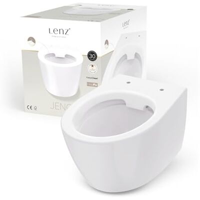 Lenz 41030061 Jeno wandtoilet zonder spoelrand; hygiënisch, geurarm en gemakkelijk te reinigen; superglad KeepClean-oppervlak, eenvoudige montage met Help Fix – diepspoeler, wit Lenz 41030061 Jeno wandtoilet zonder spoelrand; hygiënisch, geurarm en gemakkelijk te reinigen; superglad KeepClean-oppervlak, eenvoudige montage met Help Fix – diepspoeler, wit