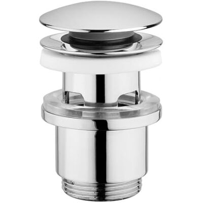 Rousseau Edouard Clic-Clac wastafelafvoer, diameter 63 mm, NF gecertificeerd, met overloop, standaard, verchroomde afwerking Rousseau Edouard Clic-Clac wastafelafvoer, diameter 63 mm, NF gecertificeerd, met overloop, standaard, verchroomde afwerking