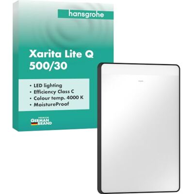 Hansgrohe Xarita Lite Q Spiegel - Horizontale LED, Wandgeschakeld Hansgrohe Xarita Lite Q Spiegel - Horizontale LED, Wandgeschakeld