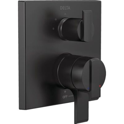DELTA Faucet T27867-BL Hoekige Moderne Monitor 17 Serie Ventiel 3-Setting Geïntegreerde Douche Trim Met Omvormer, Mat Zwart DELTA Faucet T27867-BL Hoekige Moderne Monitor 17 Serie Ventiel 3-Setting Geïntegreerde Douche Trim Met Omvormer, Mat Zwart