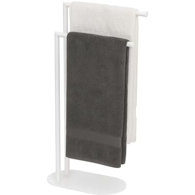 Relaxdays Handdoekrek met 2 stangen, Staand, Metaal, Wit, 78,5 x 38,5 x 17 cm Relaxdays Handdoekrek met 2 stangen, Staand, Metaal, Wit, 78,5 x 38,5 x 17 cm