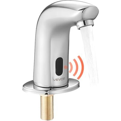 VEVOR Touchless badkamerkraan, automatische bewegingssensor toilet toiletkraan koud water met gat afdekplaat, werkt op batterijen voor 9,5 mm pijp commercieel toilet, verchroomd zilver G112M VEVOR Touchless badkamerkraan, automatische bewegingssensor toilet toiletkraan koud water met gat afdekplaat, werkt op batterijen voor 9,5 mm pijp commercieel toilet, verchroomd zilver G112M